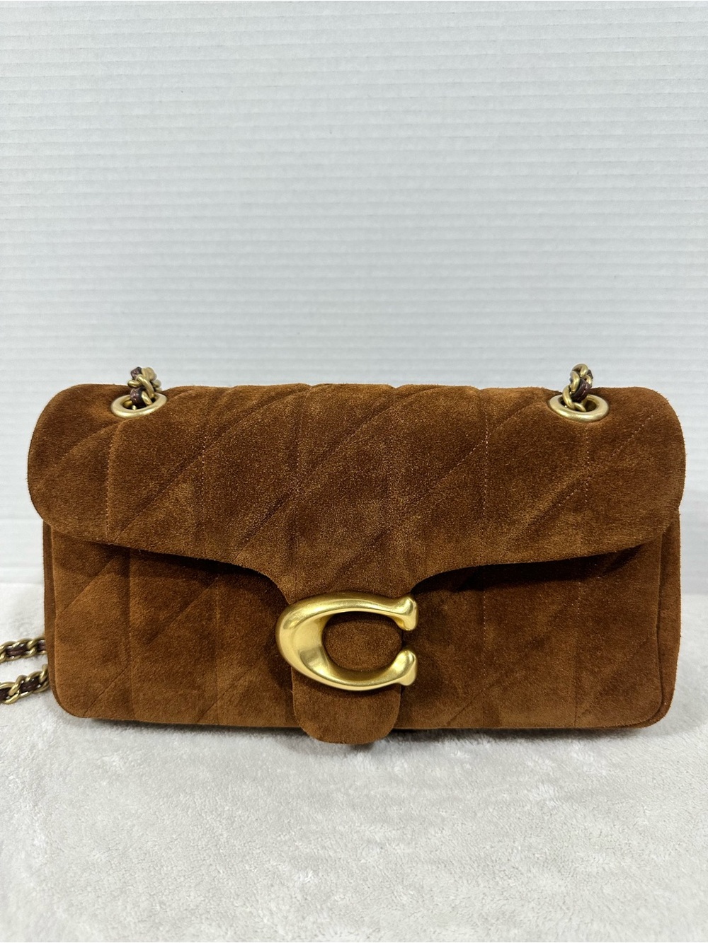Coach Suede Tabby 26 with Quilting Warm Brown